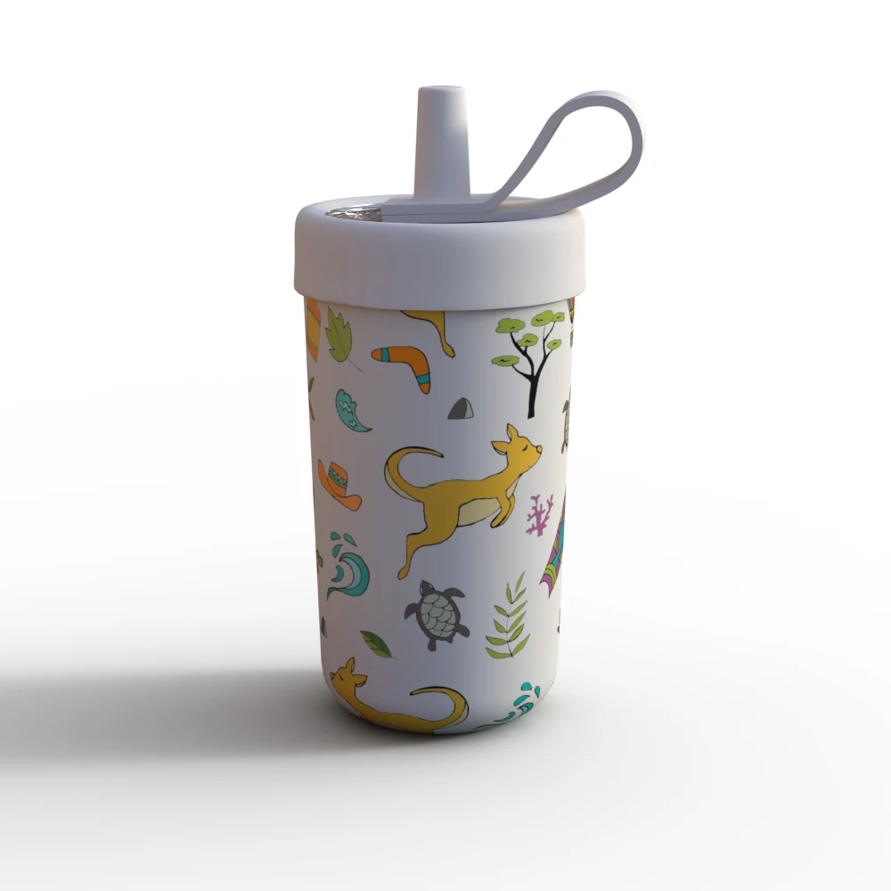 wholesale can cooler  Straw  cola  mug stainless steel silicone kids bottle straw with straight coffee mug custom insulted