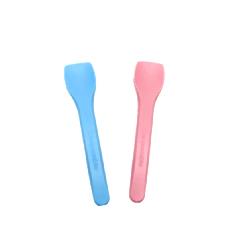 Custom Good Quality Biodegradable Colorful Food Cutlery Mini Yogurt Spoon Corn Starch Tasting Spoon Ice Cream Scoop For Party