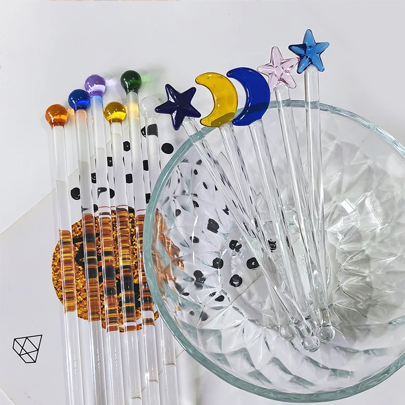 Eco-friendly High borosilicate Glass stirring rod with design Glass  Gingerbread man Glass Drinking straw Accessories