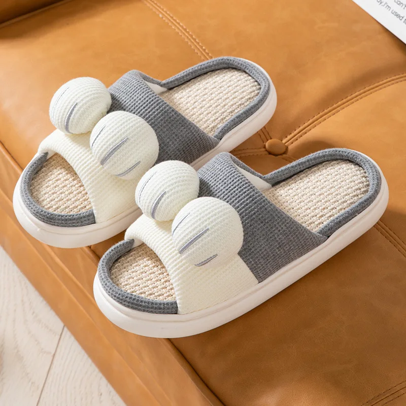 EVA Sole Hemp Outer Fashion Unisex Summer Home Indoor Slides Ladies Slides Girl Fur Slides