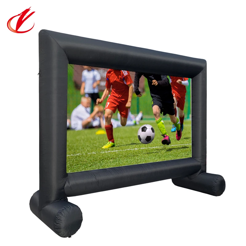 16ft outdoor and indoor theater inflatable projector screen nfl gaming event with accessories Fan and bag color black inflatable