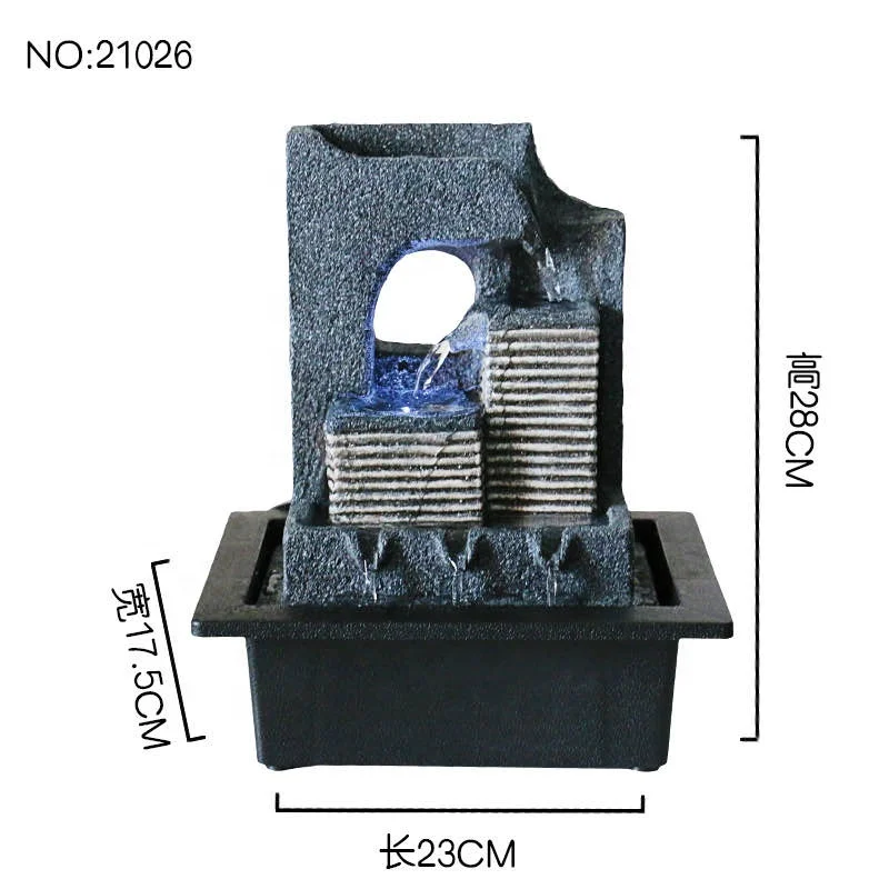 
Wholesale feng shui crafts indoor tabletop decoration resin water fountain house 