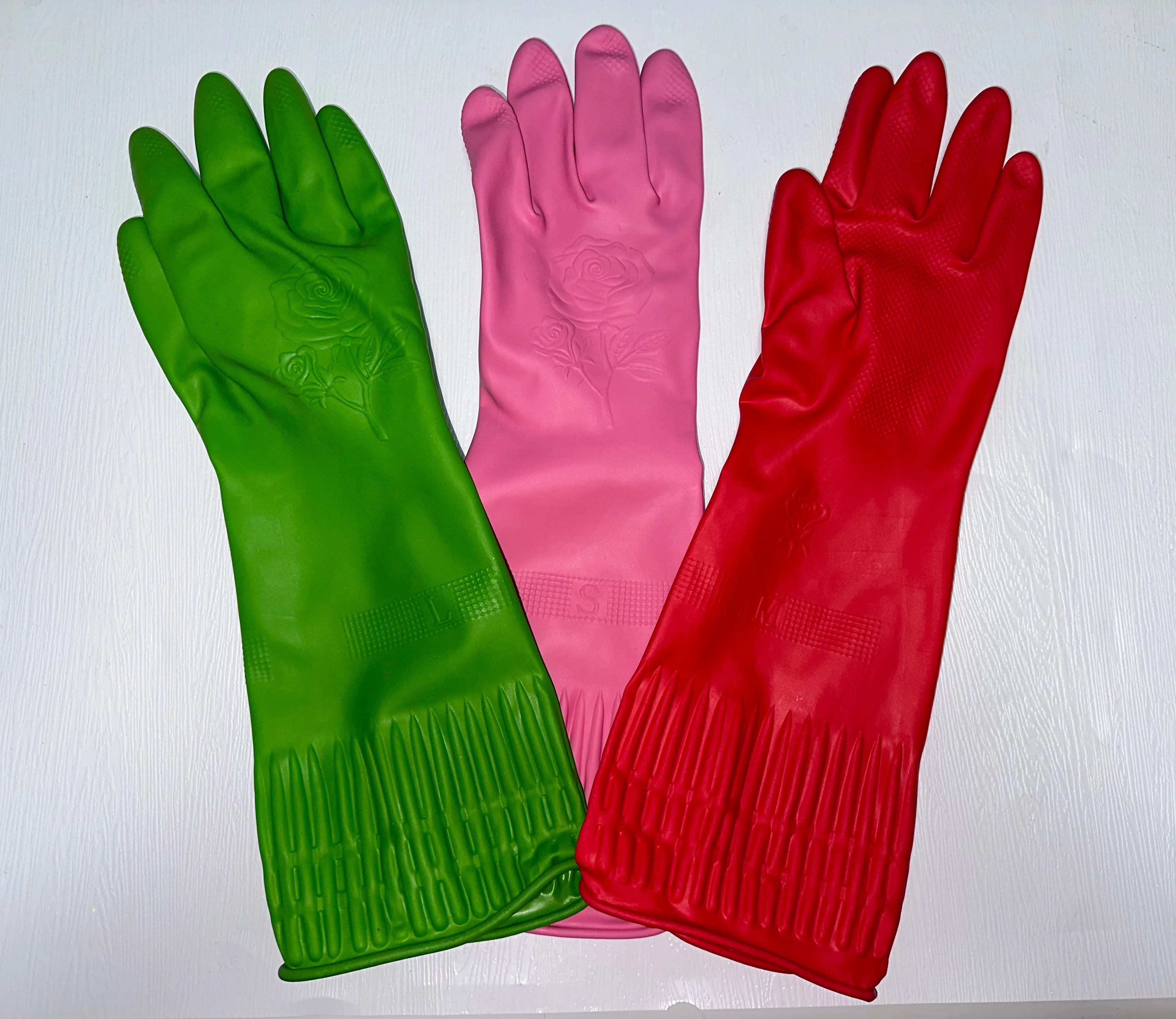 Wholesale nature latex household cleaning  water proof  long Cuff Customized Color package work glove