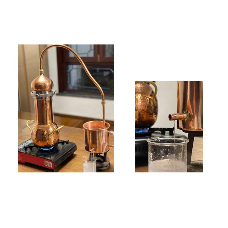 10L copper distiller Flower hydrosol machine Manual red copper small ancient method essential oil distillation equipment