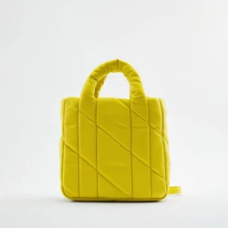 Sustainable Puffy Vegan Leather Women Shoulder Bag Crossbody Bag Designer Bag Neon Yellow