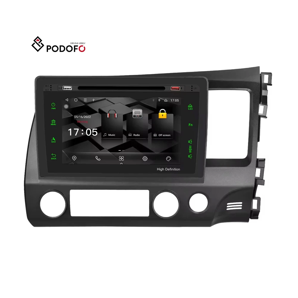 Podofo 8 Core 8' 2Din Android 2+32G Car Stereo For Honda Civic 2004-2009 Carplay WIFI 4G GPS BT FM DSP IPS Screen Car Radio