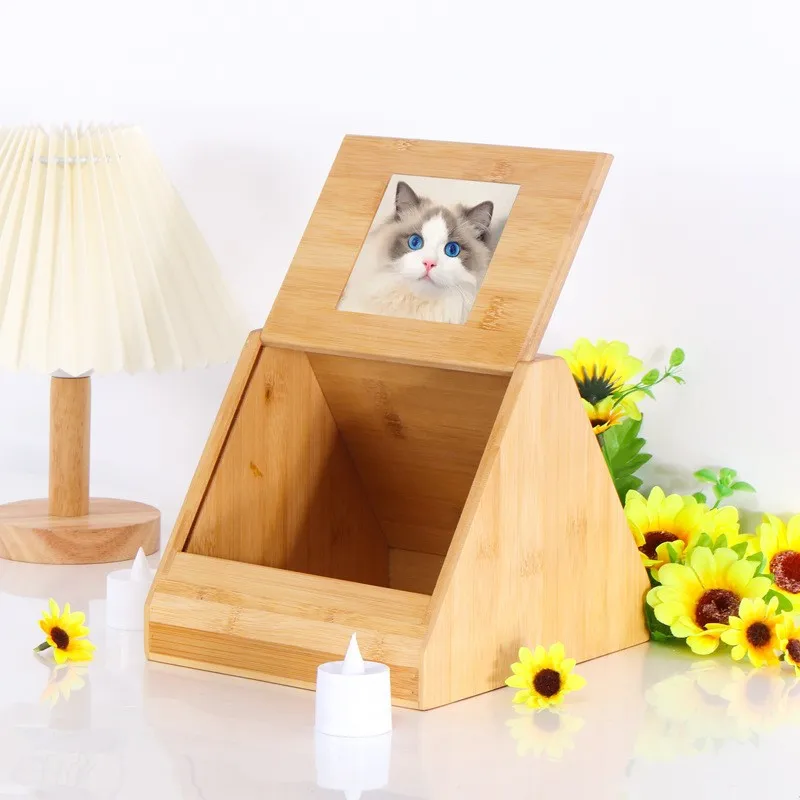 Wooden  urn small cat dog picture frame memorial coffin funeral supplies