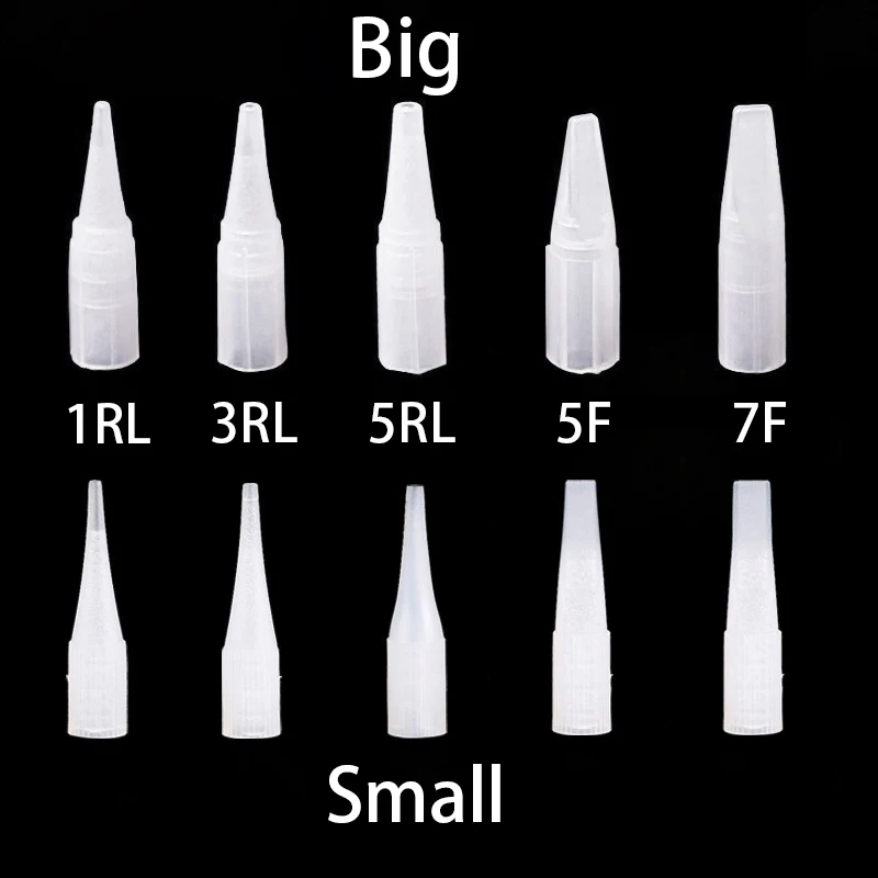 500 PCS Traditional Caps 1R/3R/5R/5F/7F Tattoo Needles Plastic Machine Permanent Makeup Tips Disposable Eyebrow Nadelkappe