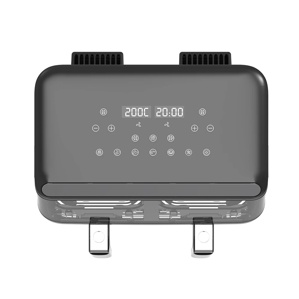 Household Hot Air Fryer De 8L Stainless Steel Touchscreen Dual 4L Capacity Temperature Control Timer Control