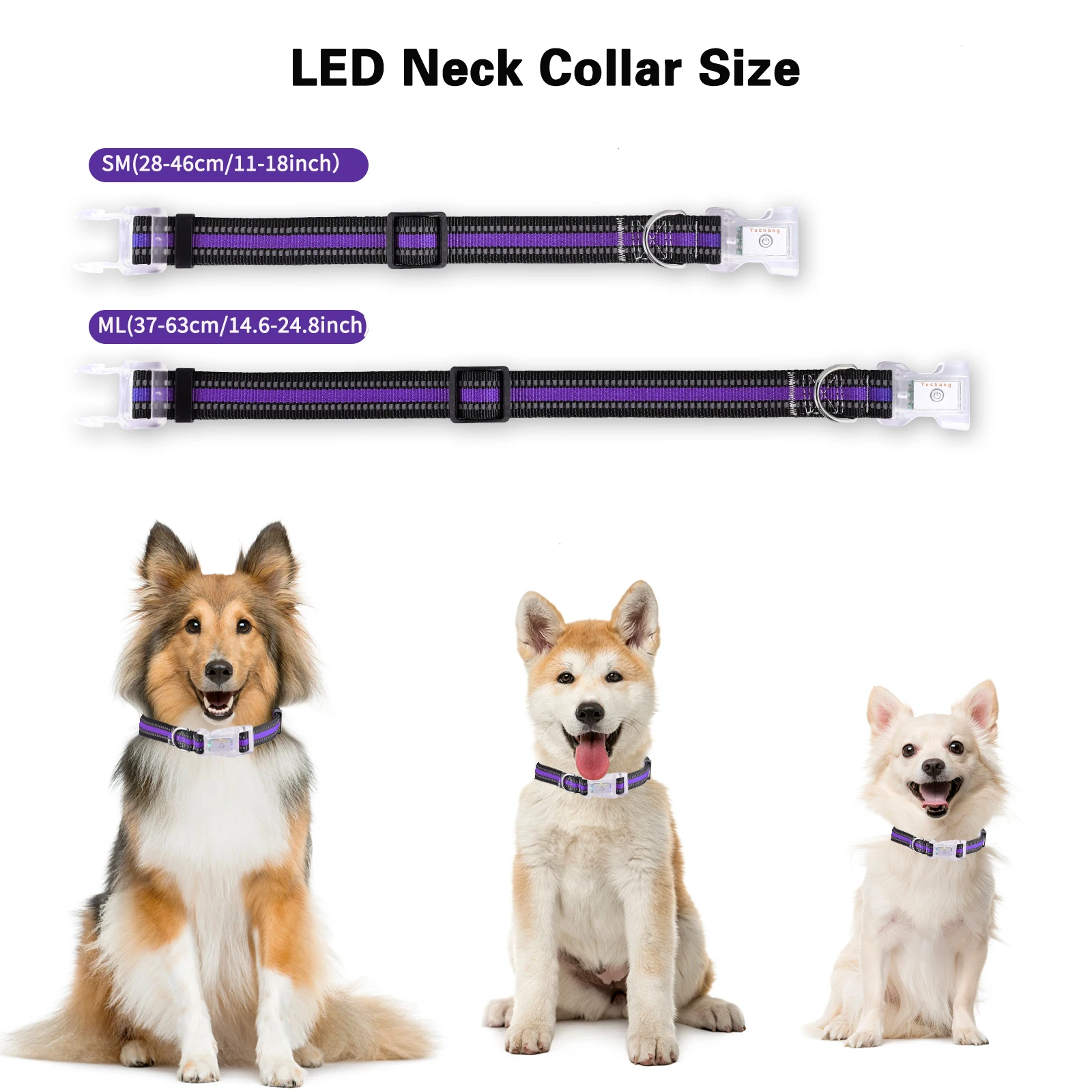 Light Up LED Scrolling Display Dog Collar USB Rechargeable LED flash Dog Collar for Multiple Dogs