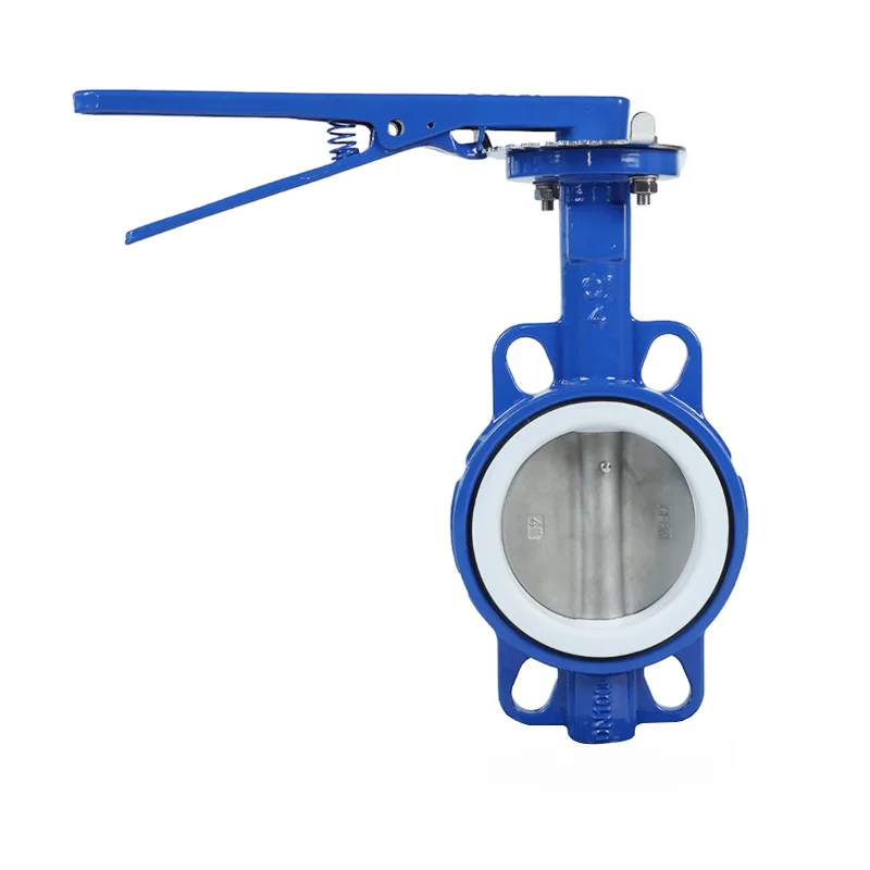 Hot Selling API 6 Inch Ductile Iron Cast WRAS Certified PTFE Soft Sealed Manual Wafer Butterfly Valve