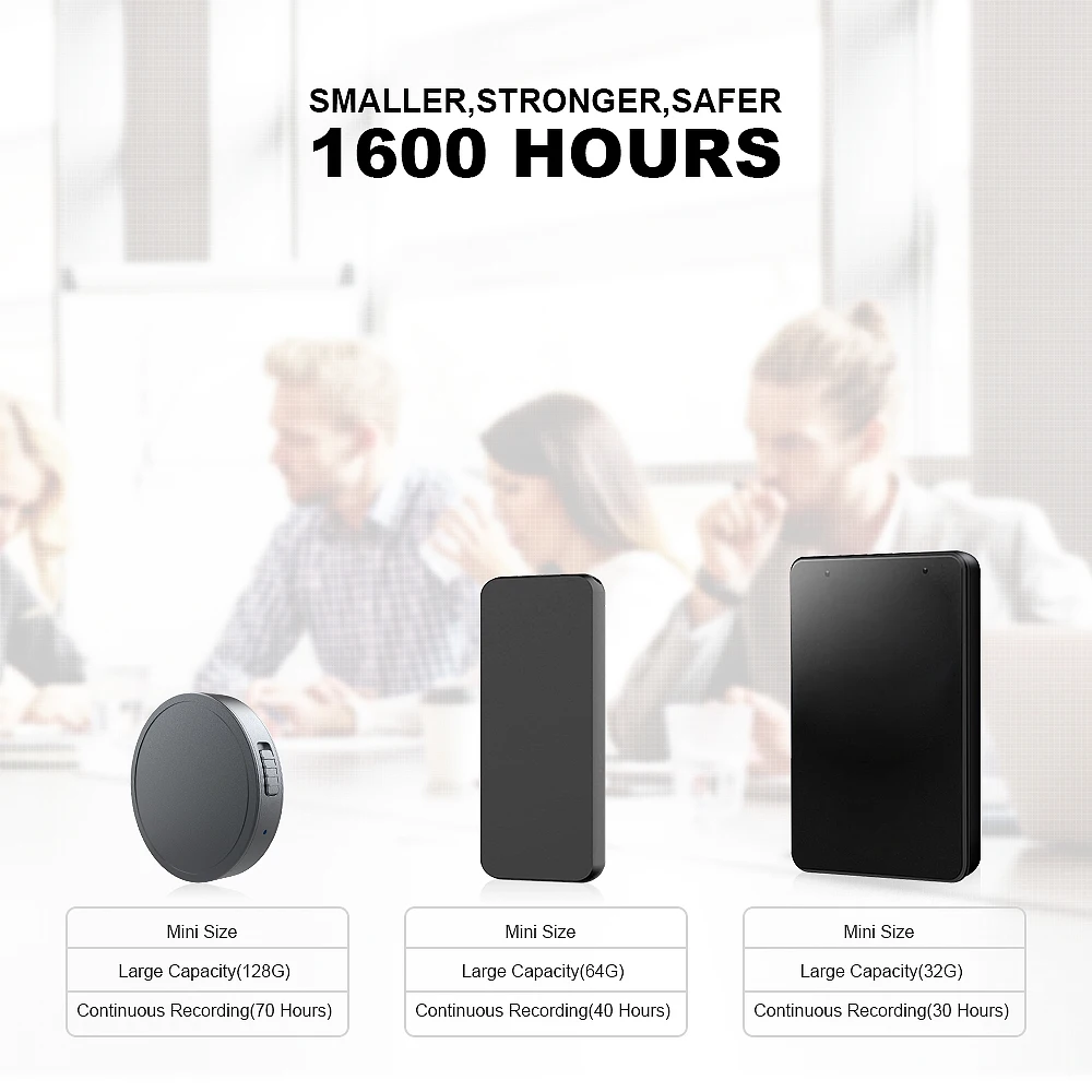 Portable Digital Voice Recorder with 128G Memory Storage Circular Design for Easy Recording