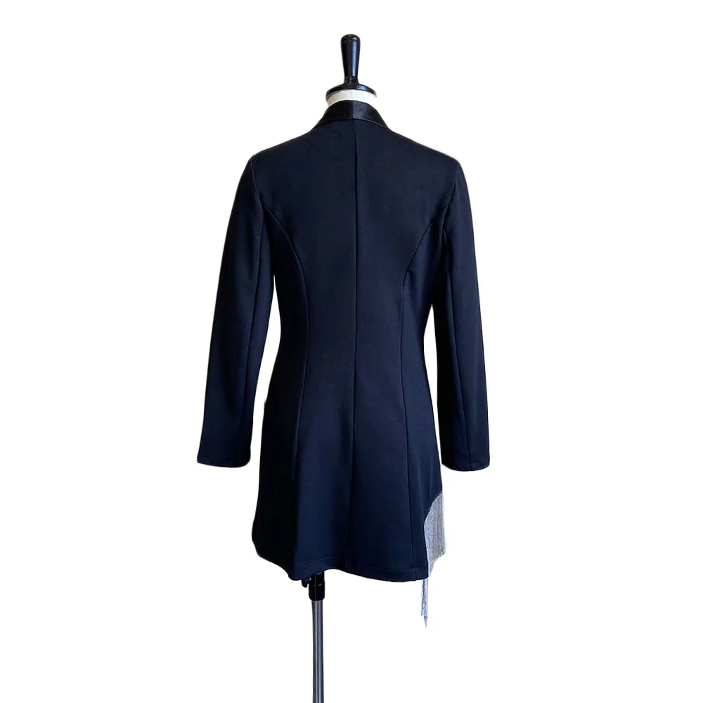 Fashion Sexy Slim Fit Tassel Blazer Dress Long Sleeve Ladies Black Fancy Dresses Women Office Dress