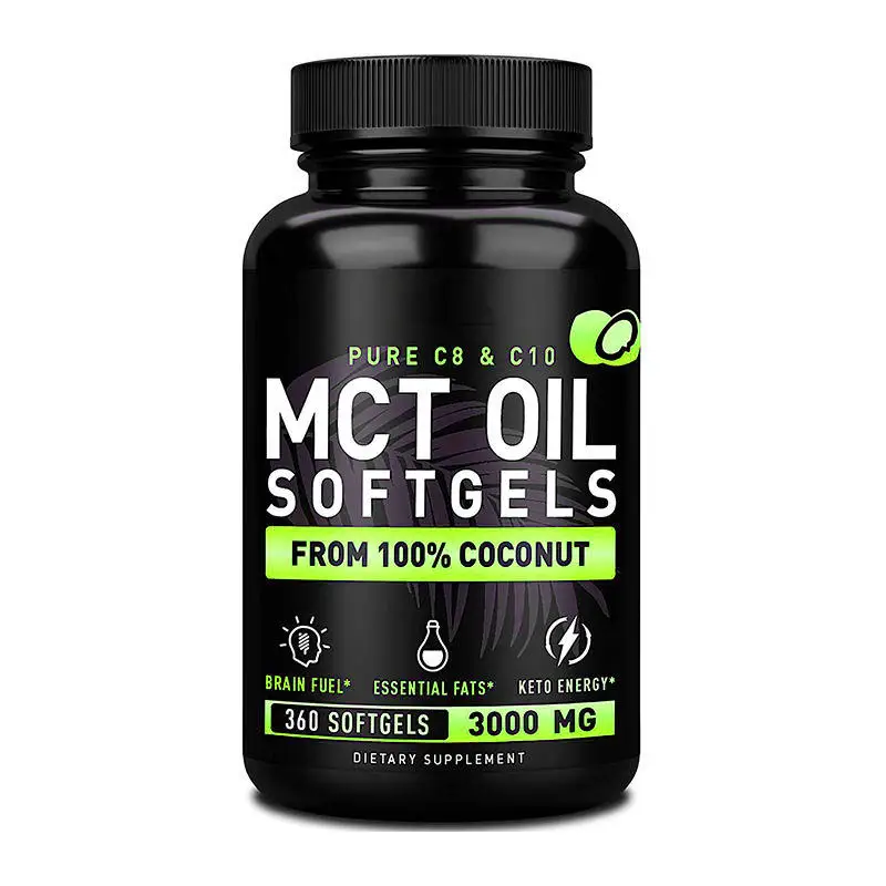 Private Label Pure MCT Oil Capsules Keto Pills Unrefined Coconut Oil C10 & C8 Coconut Oil Capsules