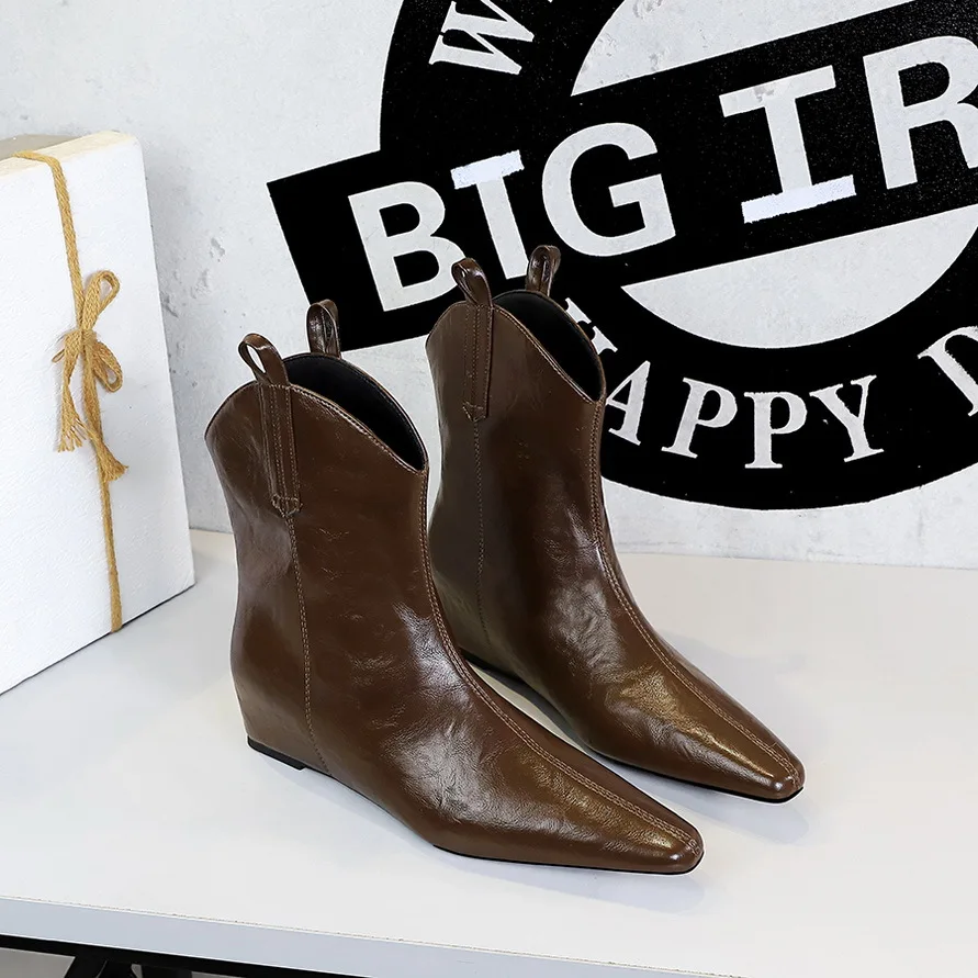 Women Wedge High Heels Boot Zipper High Platform Chunky Heels Plus Size Ankle Boots Shoes Femme Botas Footwear