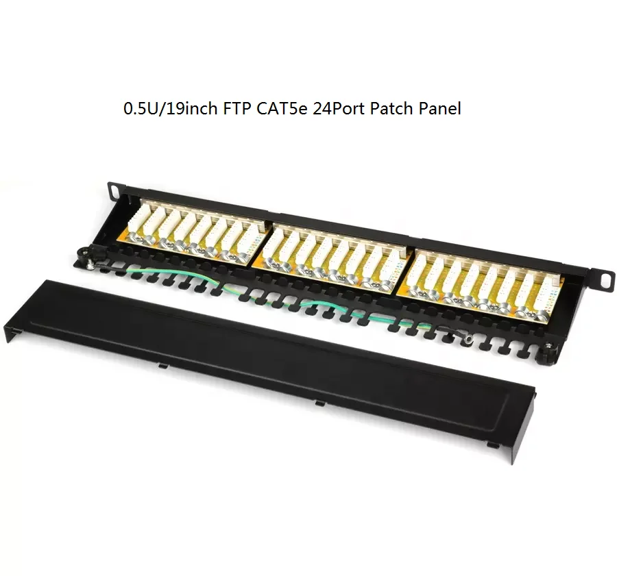FTP Cat.5e/ Cat.6 0.5U 19' 24 Port Patch Panel Rack-Mount Wall-Mount Network Cable Management Cabinet