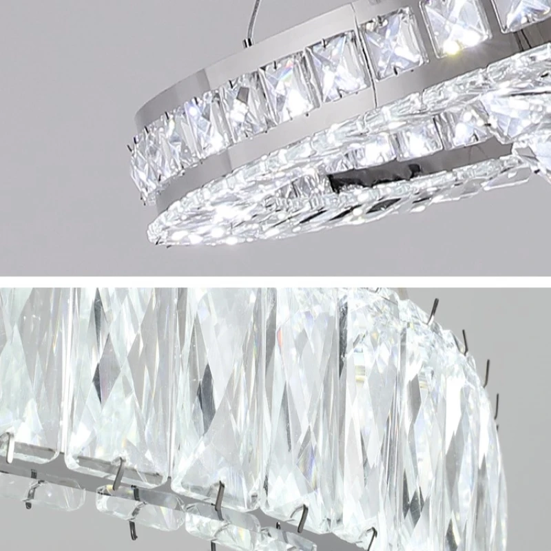 Wholesale 2 Round Ring Modern Crystal With Metal Frame Popular Hanging Lights Chandelier For Home Decoration