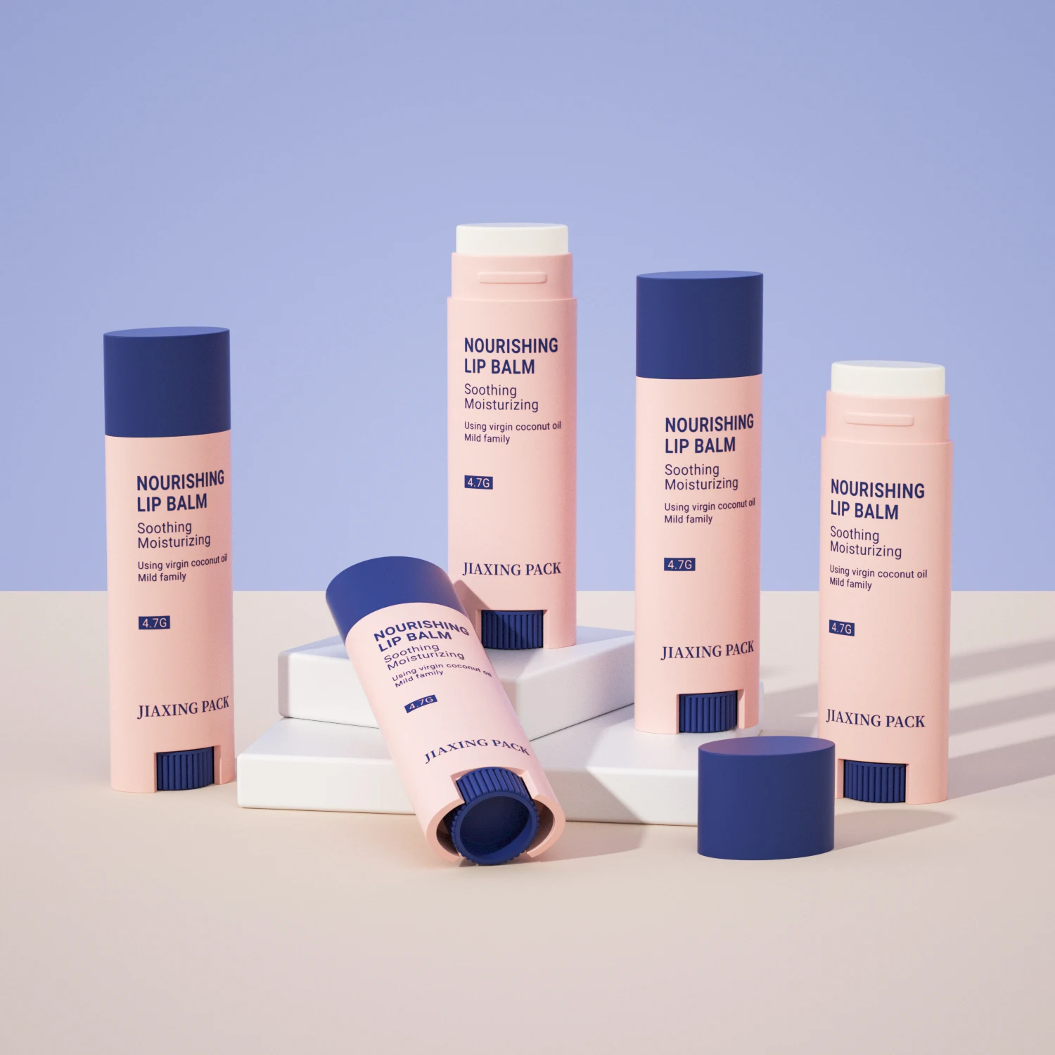 Luxury plastic matte black cosmetic lip balm tube packaging container