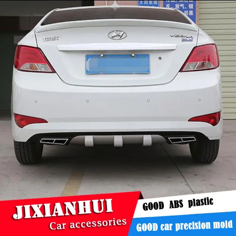 For  Hyundai Verna Body kit spoiler 2011-2016 For Accent ABS Rear lip rear spoiler front Bumper Diffuser Bumpers Protector