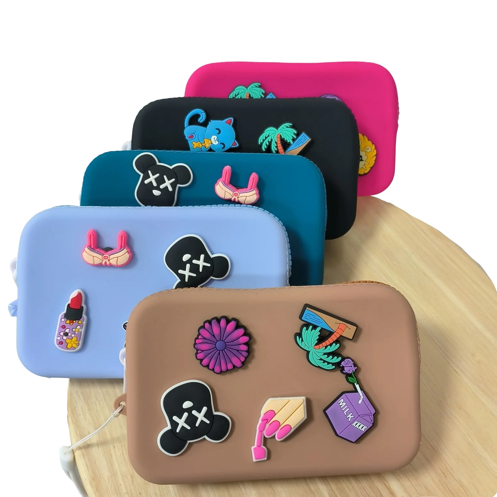 New ladies bags trend charms silicone coin purse factory wholesale silicone bag