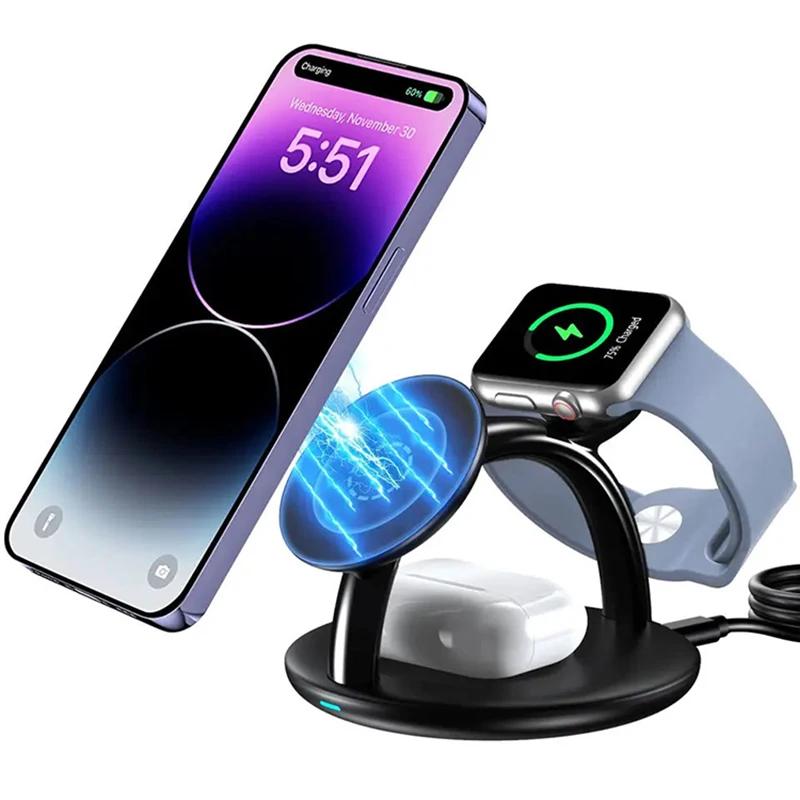 2023 New Products 15 w Support Wireless Charger Wholesale For Mobile Phone 3 in 1 Wireless For Iphone
