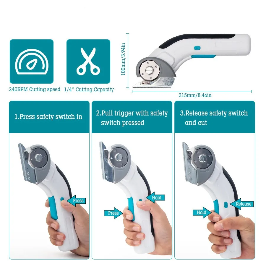 Fast lithium electric scissors, cutting cloth paper-cut board convenient electric round knife cutting machine