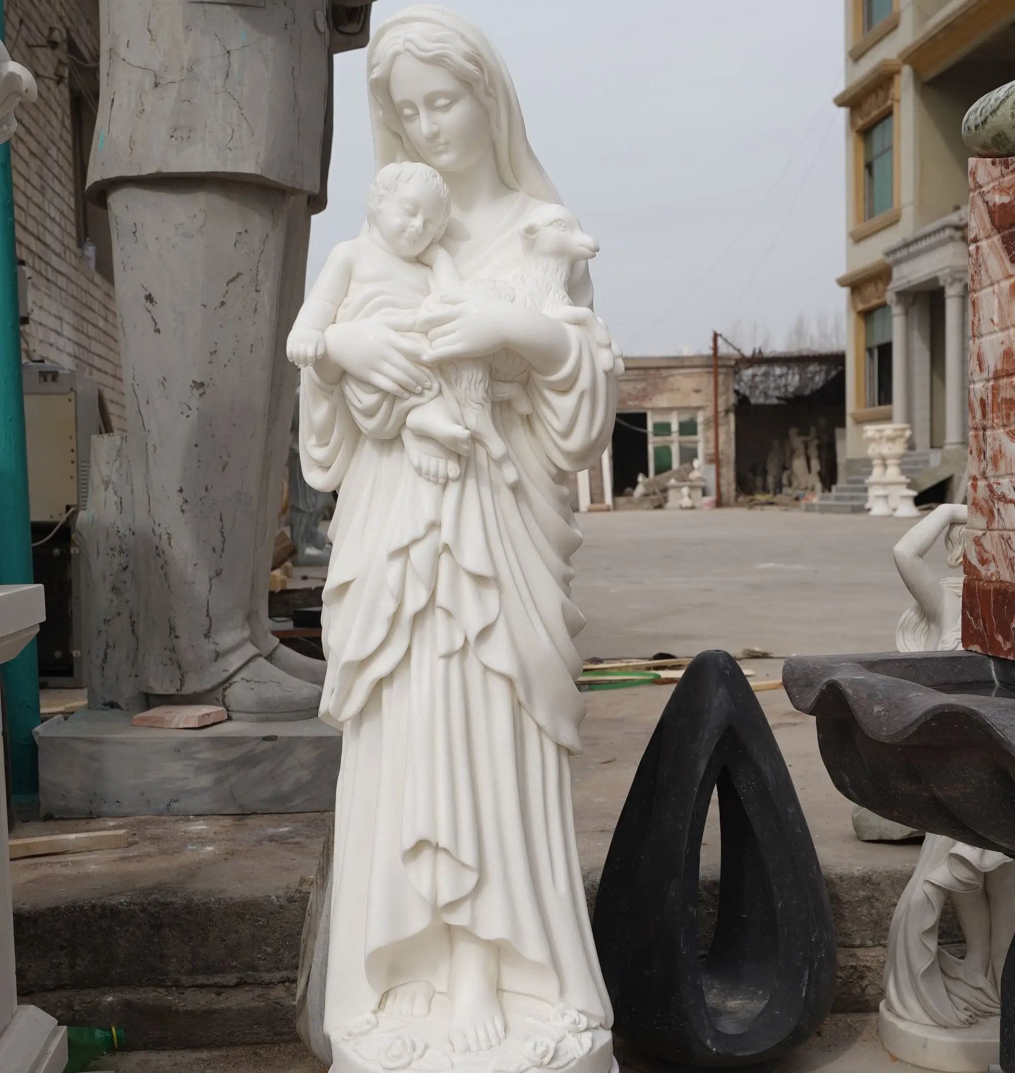 Factory hot selling garden decoration natural stone carving white marble figure sculpture antique marble figure sculpture