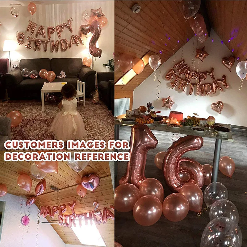OEM latex 5 inch 12 inch 18 inch colorful confetti decoration party balloon set rose gold star heart birthday banner balloon kit
