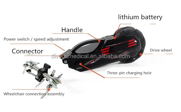 Gear Motor Electric Moving Booster Wheelchair Attachment Lithium Battery Tractor DIY Rear Power Assisted