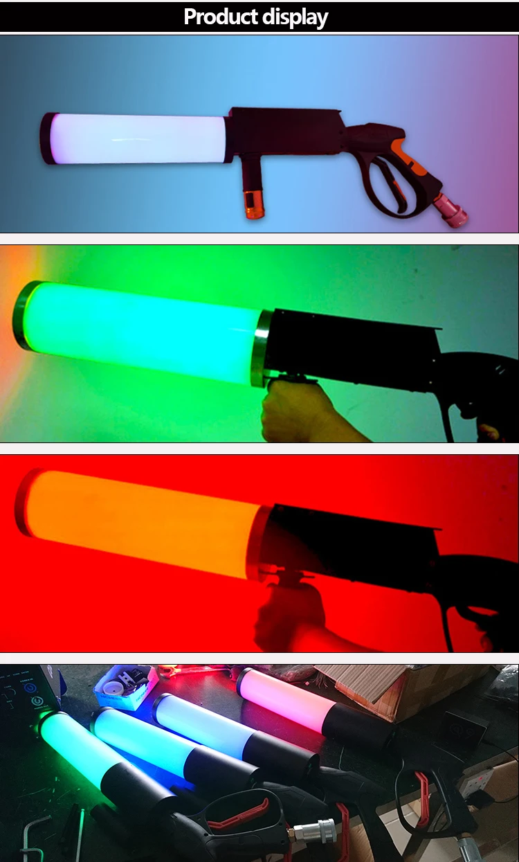 Сценическое оборудование ручной dj co2 реактивный пистолет с RGB светодиодная фара противотуманная газовая пушка для вечеринки свадебное шоу в