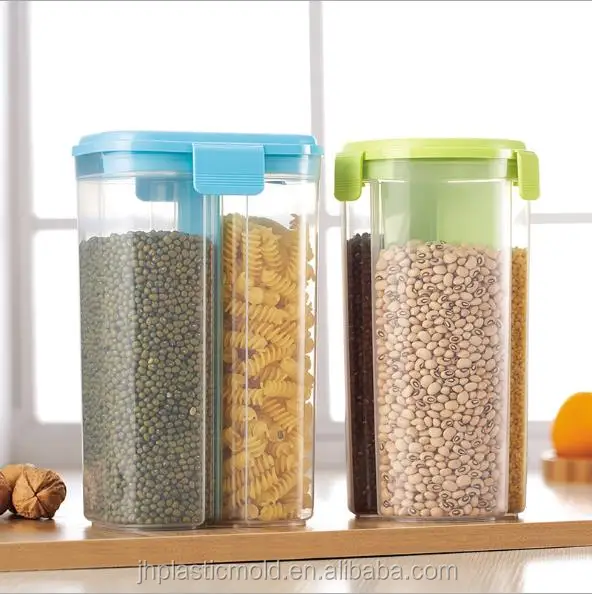 Wholesale custom partition plastic storage tank 2.6L kitchen cereals food container storage box bpa free