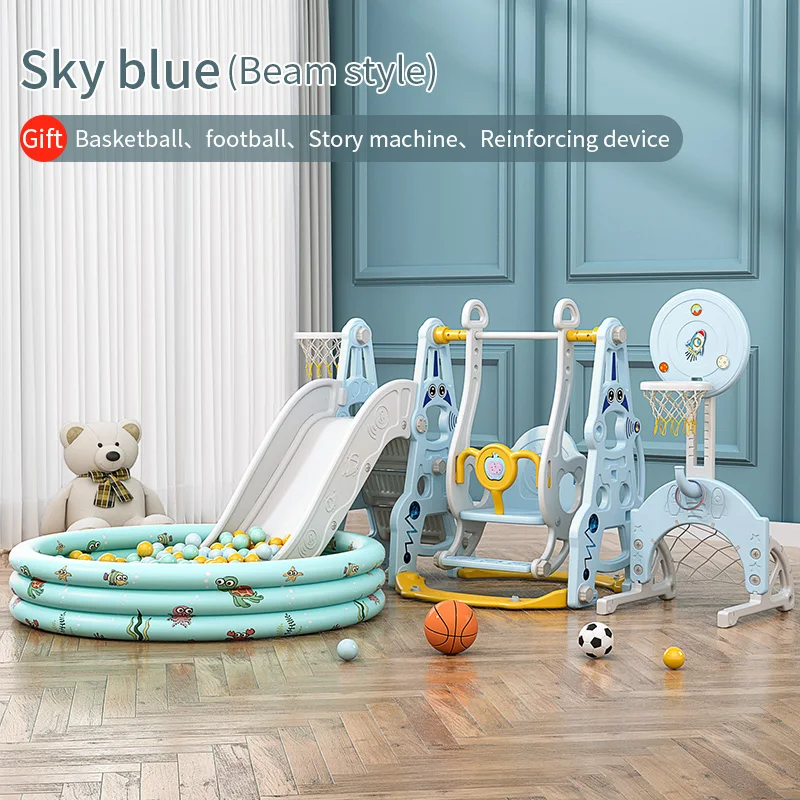 Swing Slide  6 in 1 Indoor toys Playground plastic slide swing combination toys for kids