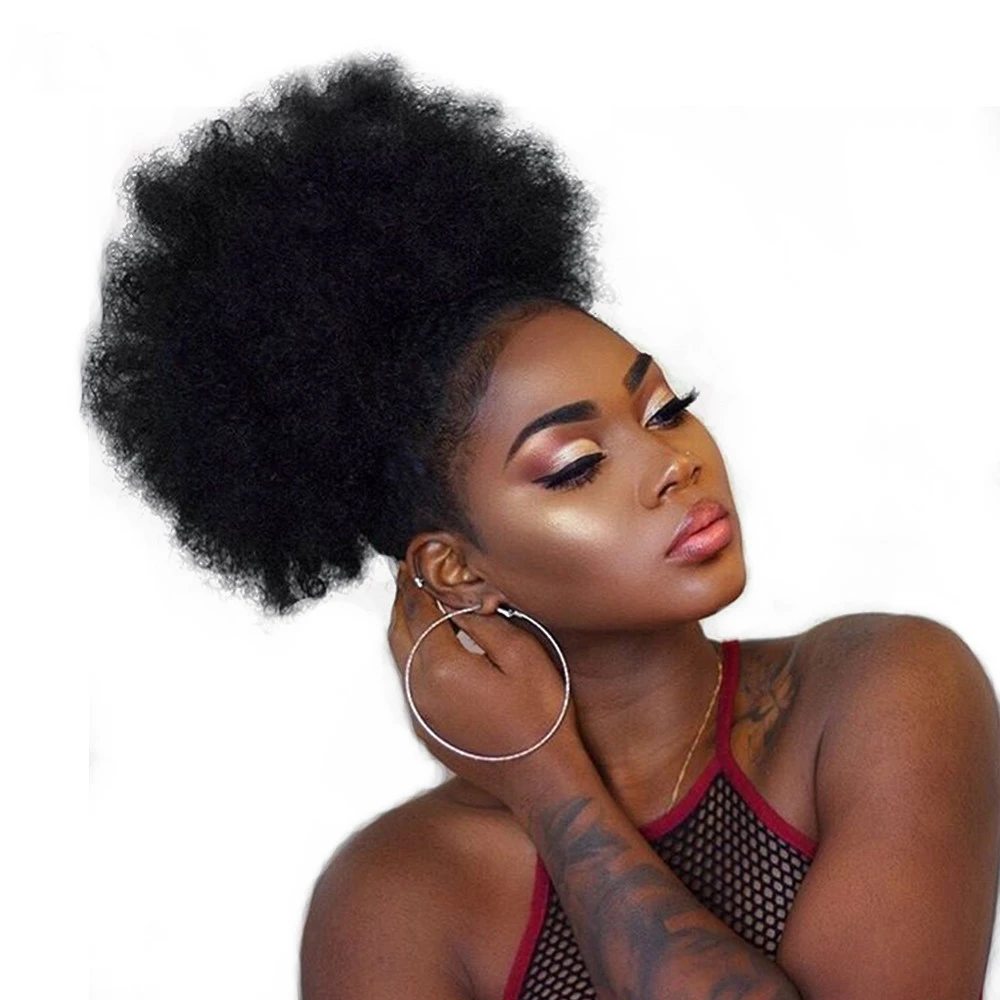 
Afro Wigs Big Size 10Inch drawstring extension afro wrap ponytail synthetic hair ponytails 