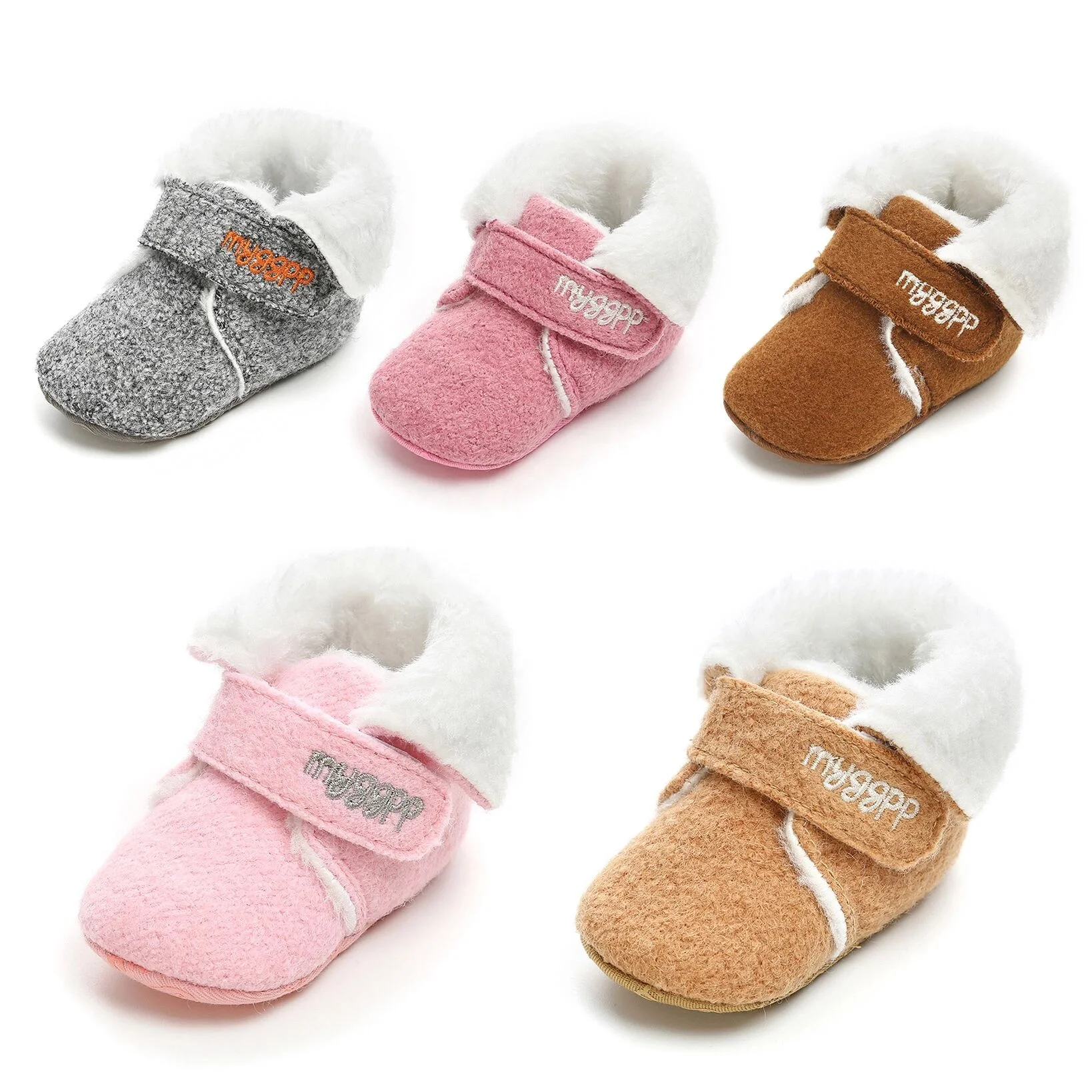 Wholesale Brown Winter Infant Warm Felt Booties Baby Girls Ankle Boots