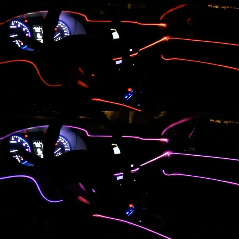 Best Seller 5M EL Car Styling Cold Light Ambience Lamp Line Car Lights Neon Car LED RGB Neon Interior Atmosphere Light Strip