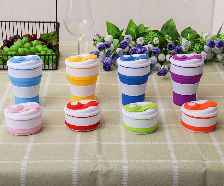 Recycled Compostable Pink Water Cup Biodegradable Big Bio Silicone Folding Sippy Thermal Coffee Espresso Travel Cup