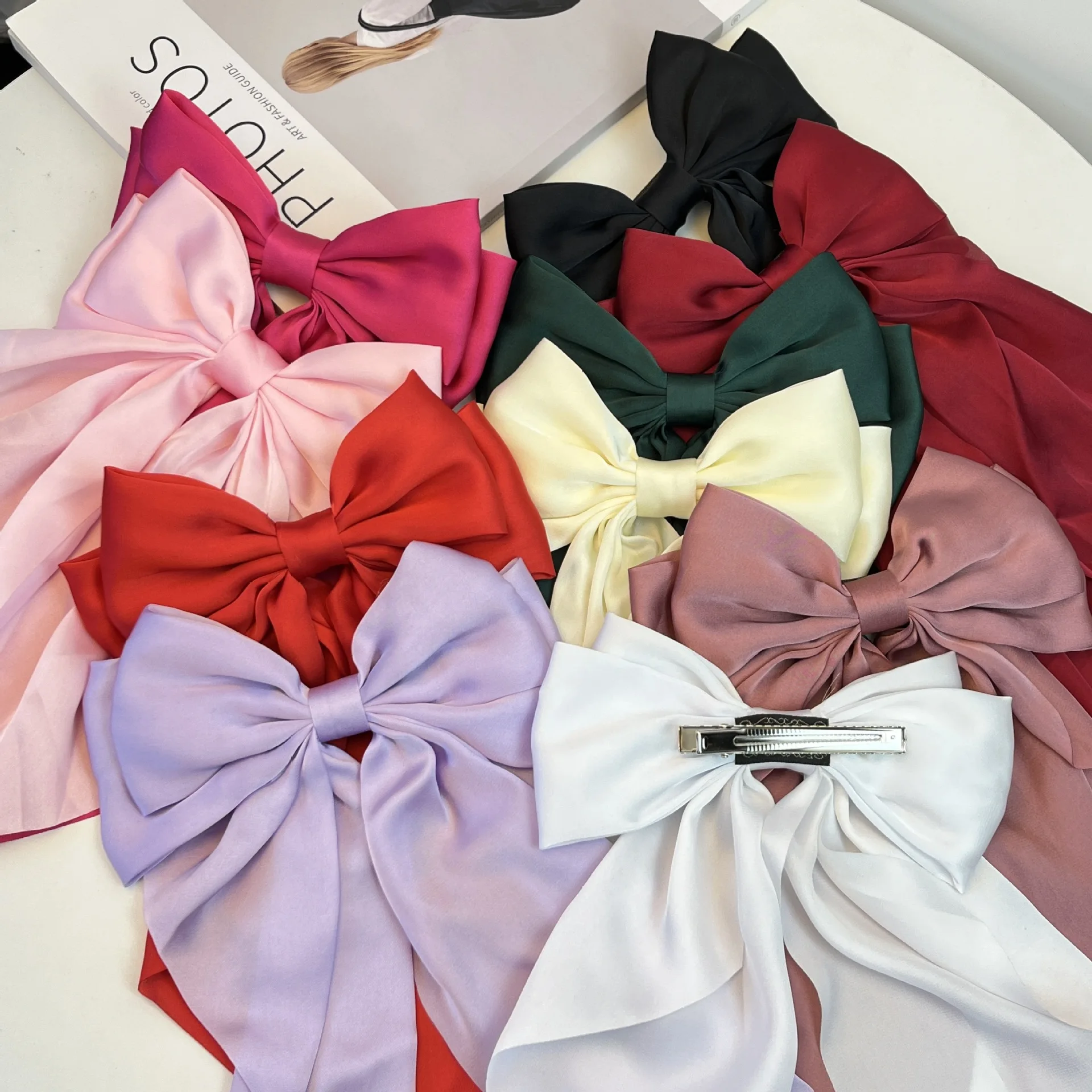 Wholesale Satin Hair Bow Clips For Women Hairpin Girl Clips Hair Accessories Hairpins Bow Alligator Clips