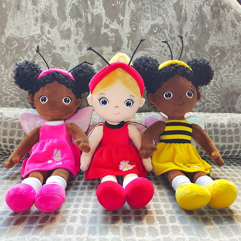 Hot Selling African American black rag doll for children Fairy stuffed toy plush doll for girl