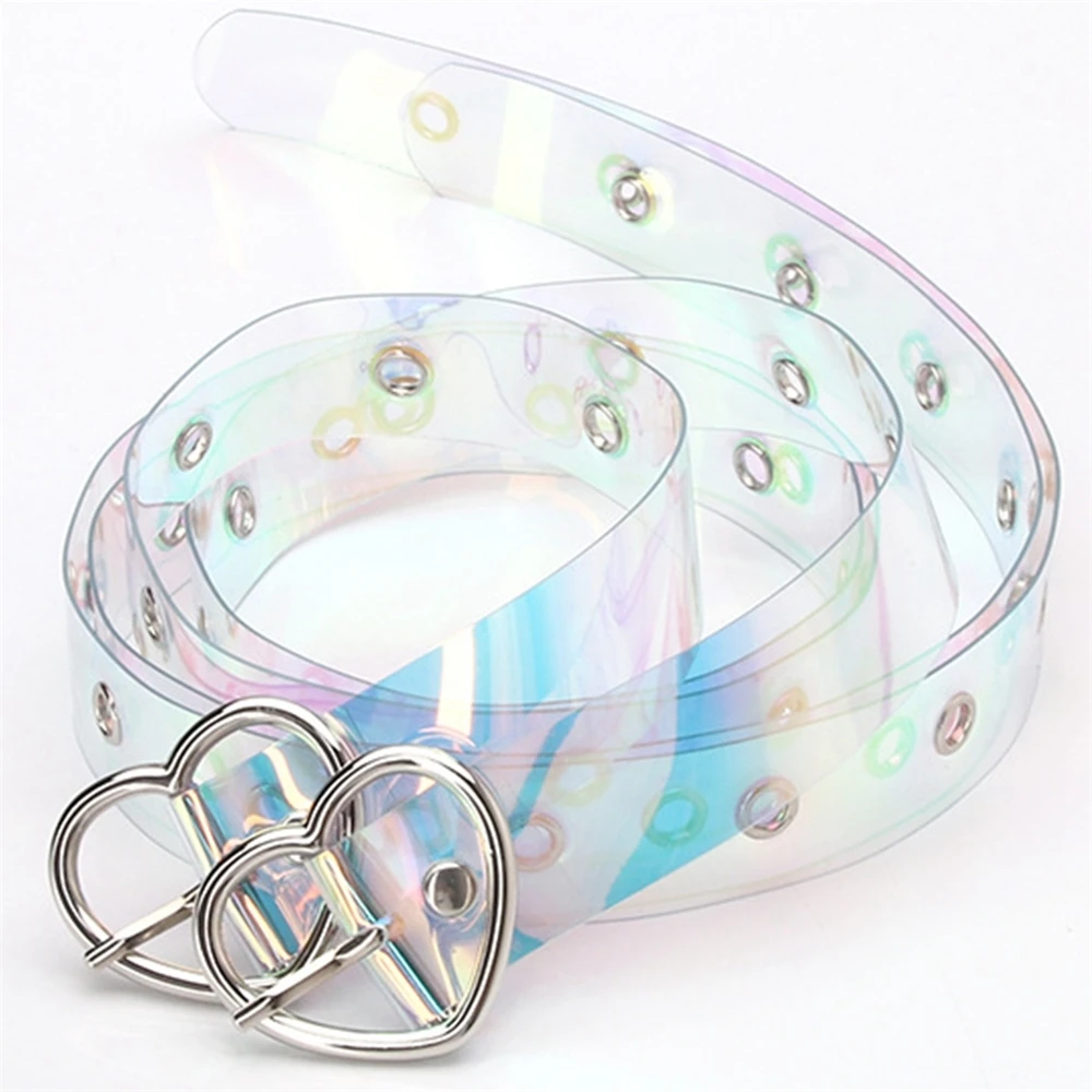 Plastic Fashion Transparent Dress Grommet with Heart Buckle Waist Belt for Women