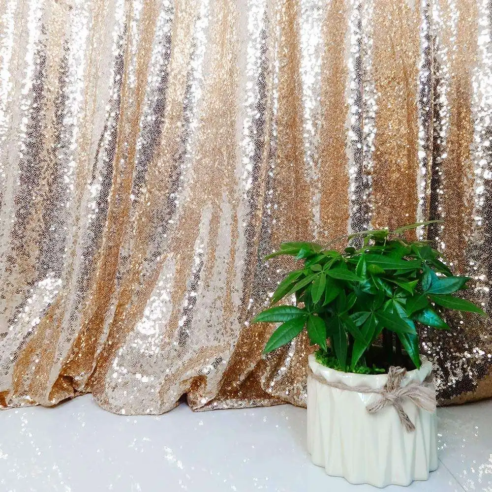 High Quality Glittering Pipe And Drape Drape 4ft x 6ft Champagne Wedding Party Sequin Backdrop