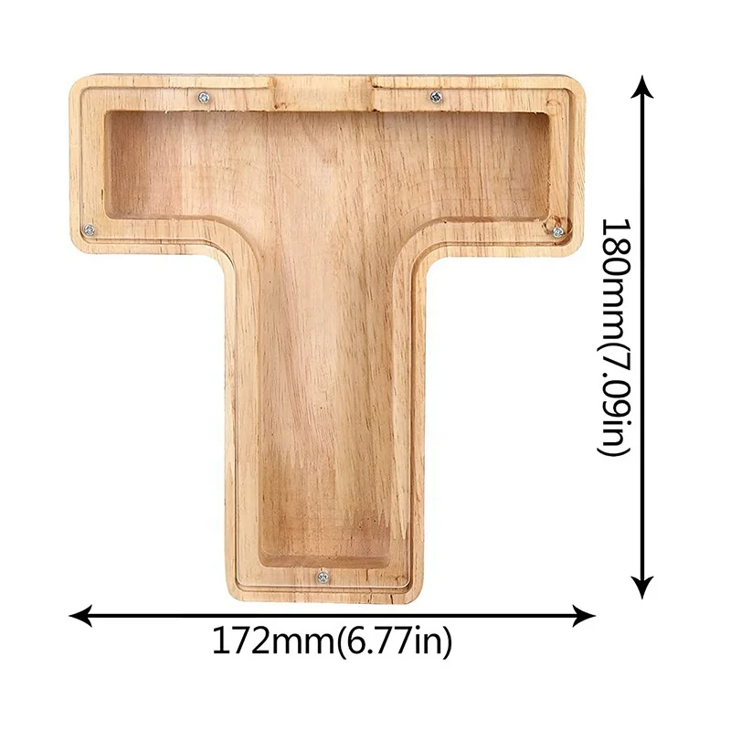 Factory hot sale wooden letter piggy bank wooden ornaments money boxes for easter and christmas gifts wooden coin box