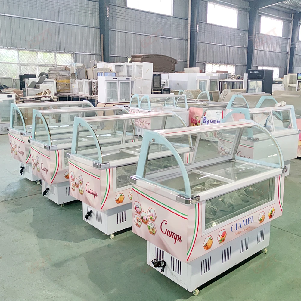 Economical Commercial Popsicle Fridge Fried Yogurt Ice Cream Gelato Display Showcase Refrigerator Freezer 7-Level Temperature