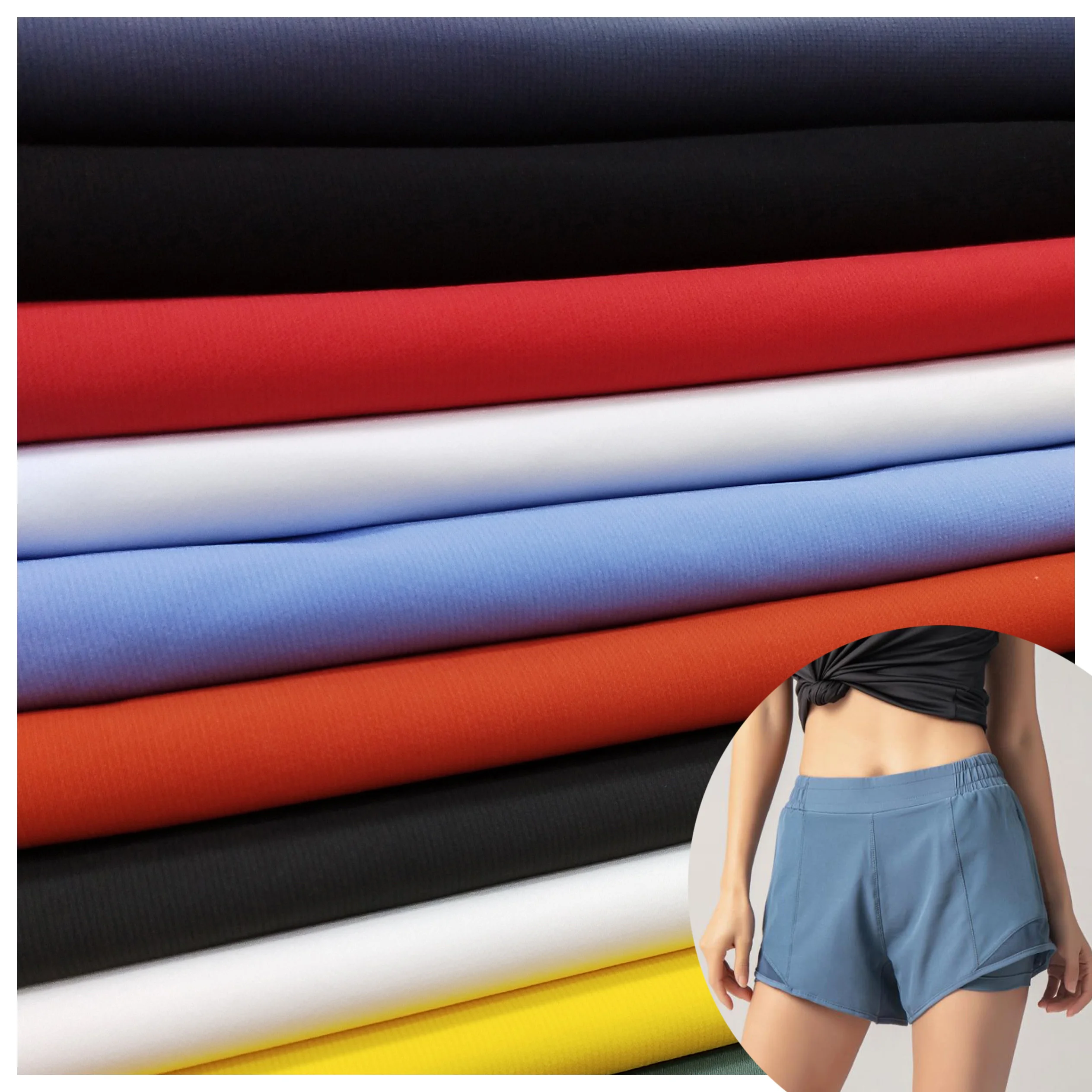 
Матовая дышащая приятная на ощупь сухая посадка бесшовная полиамидная ткань для тренировочных шорт для женщин 