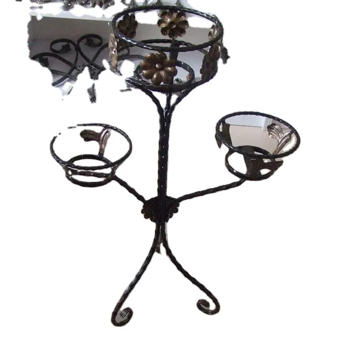 FABRIC WROUGHT IRON STAND WITH FLOWER POT MEDIUM SIZE POWDER COATED FINISHED FLOWER PLANTER STAND