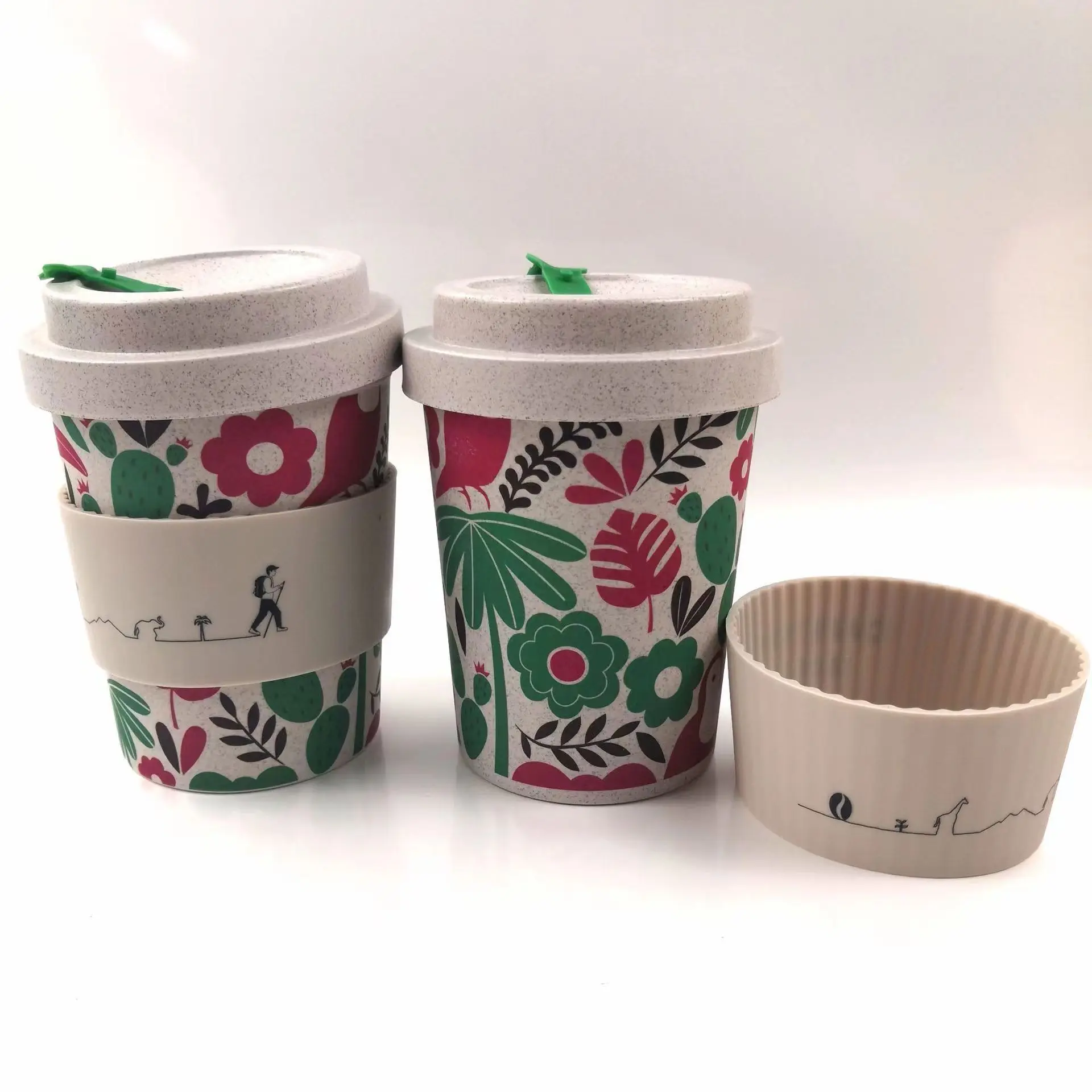 Цветная биоразлагаемая Экологически чистая чашка из бамбукового волокна с узором под заказ кофейная бутылка для воды Ланч-бокс кружка