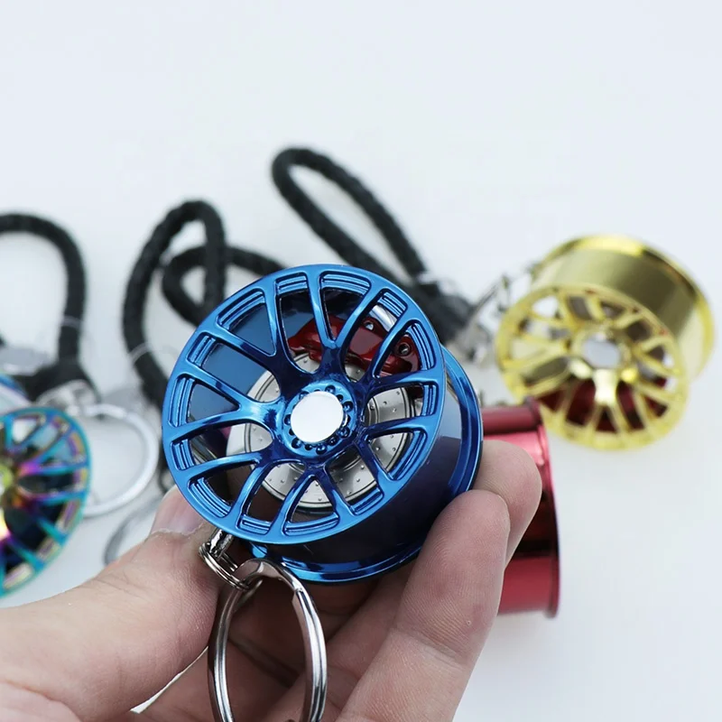 Car supplies wheel keychain with brake disc metal keychain modified car accessories JDM style accessories