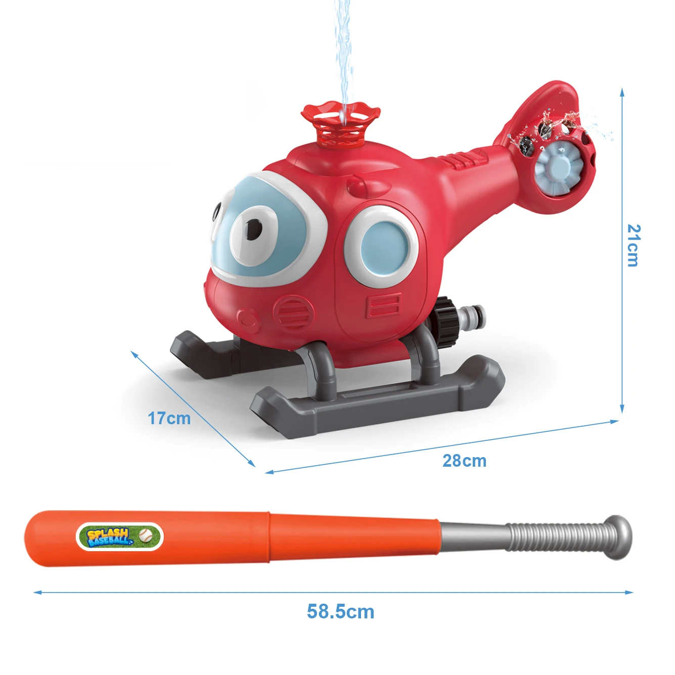 HN 2 in 1 Rotating Propellers Aircraft Water Sprinkler Toy With Baseball Splash Kids Outdoor Backyard Water Sport Toys