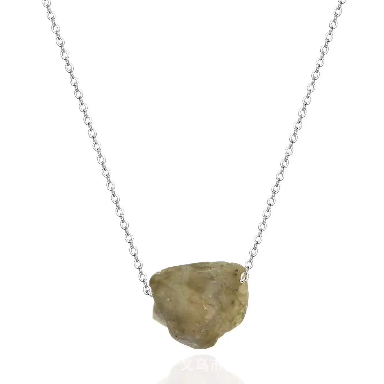PJ-C456 Raw Birthstone Necklace , Layering Dainty Stone Pendant Healing Crystal Necklace stainless steel chain
