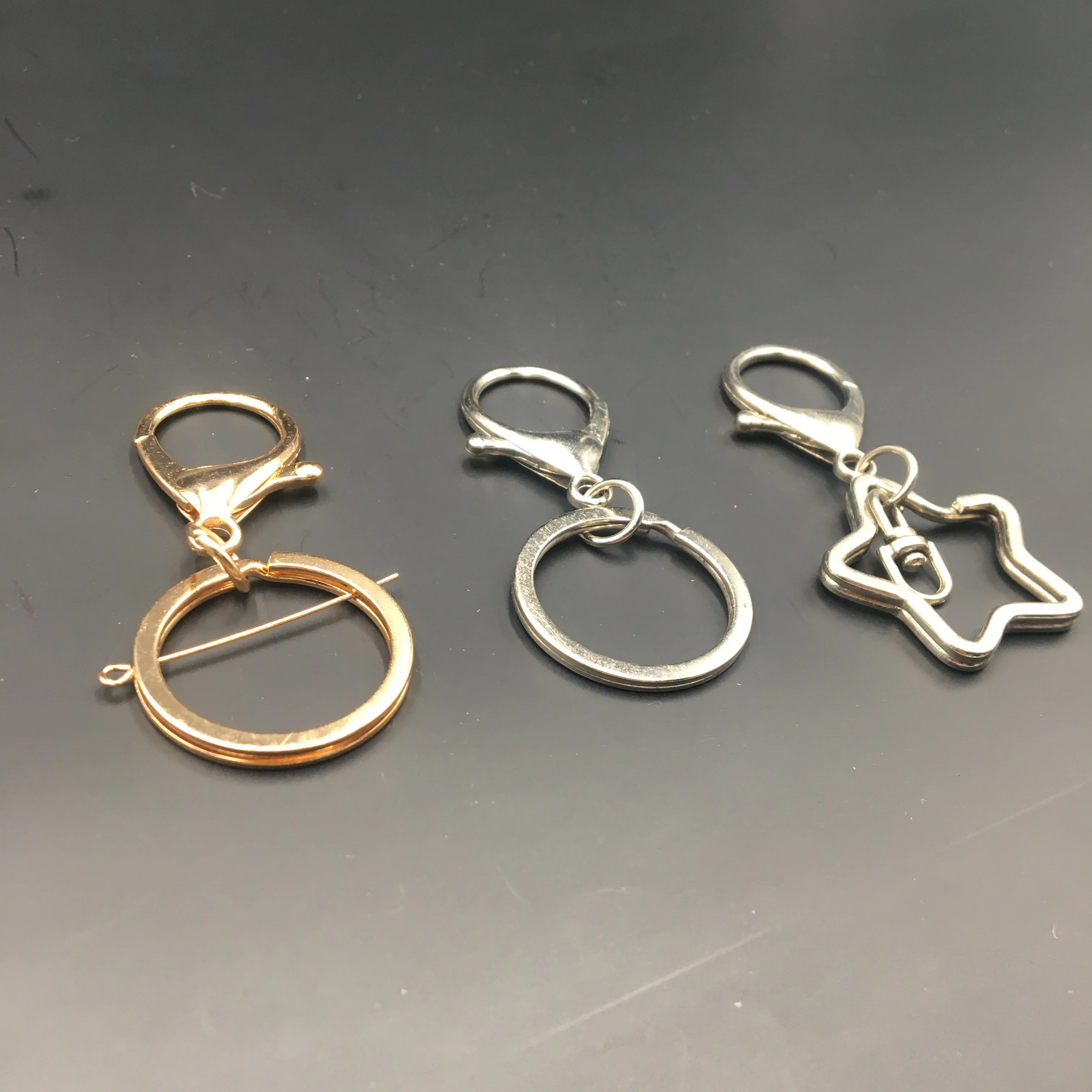 1.5*25 mm stainless steel iron round split rings keyring with chain