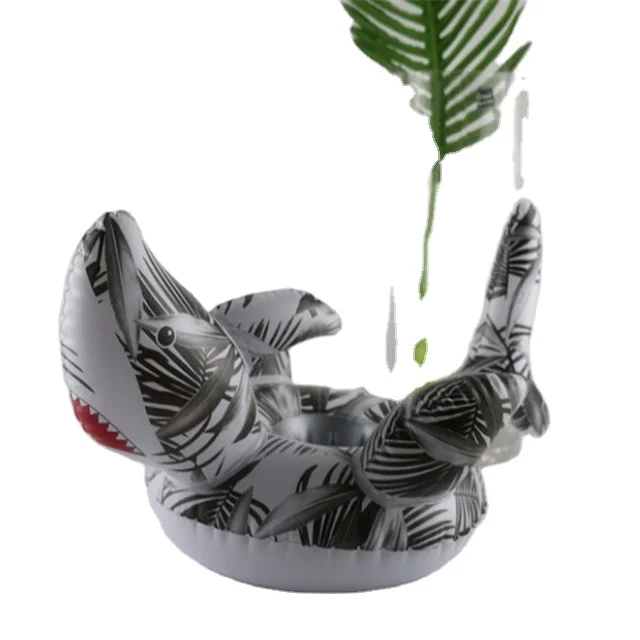 New Design Promotional  Inflatable PVC Shark Cup Holder Cup Float for Swimming Pool